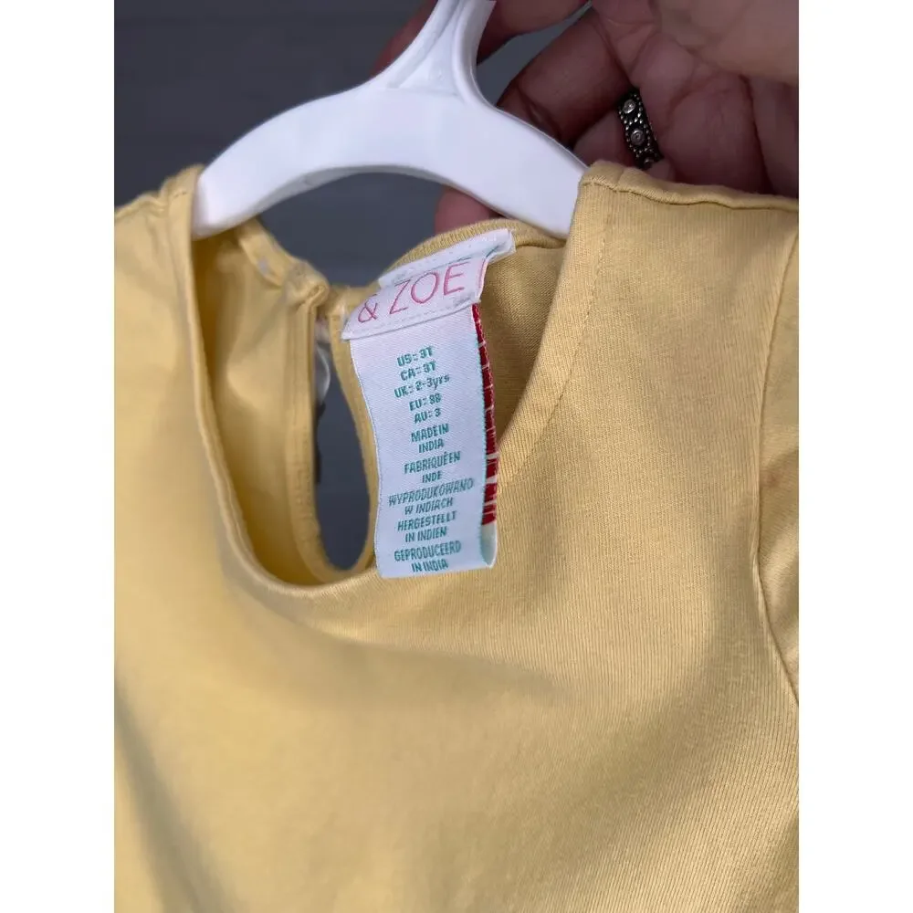 Maggie & Zoe Toddler Girls 2-Pack Tops Mustard Yellow Peplum & Navy Ice Cream 3T